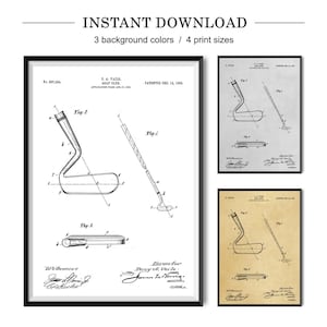 Vintage Golf Club Patent Print, Golf Wall Art, Golf Decor for Men