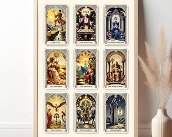 Celestial Tarot Art Bundle - Mystical Tarot Card Posters and Astrology Wall Decor