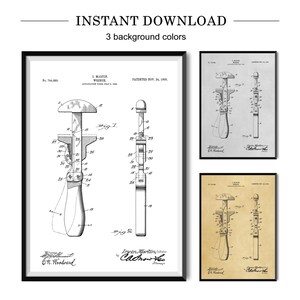 Wrench Patent Print, Workshop Wall Art, Garage Decor, Plumber Gift