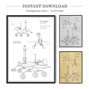 Mars Rover Patent Print, Mars Rover Poster, Mars Rover Blueprint