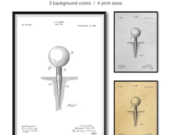 Impression d'art brevet tee de golf vintage : cadeau de golfeur (téléchargement numérique)