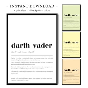 Darth Vader Definition Print – StarWars Wall Art, Geek Decor