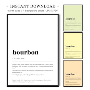 Bourbon Definition Print | Whiskey Bar Decor | Funny Digital Art