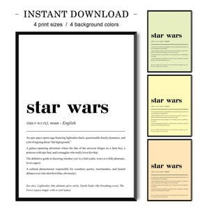 StarWars Definition Print - Funny Wall Decor Gift