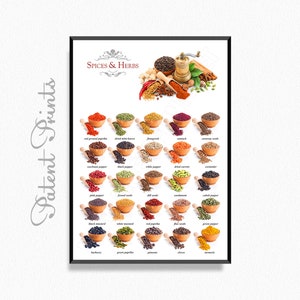 Kitchen Spices and Herbs Poster Set - Food Prints Wall Art