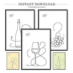 Instant Wine Decor - Hand Drawn Posters Digital Download