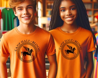 Chemise du camp de sang-mêlé, chemise du camp de sang-mêlé, chemise de Percy Jackson et les Olympiens, chemise de branches des chroniques du camp de sang-mêlé, Percy Jackson