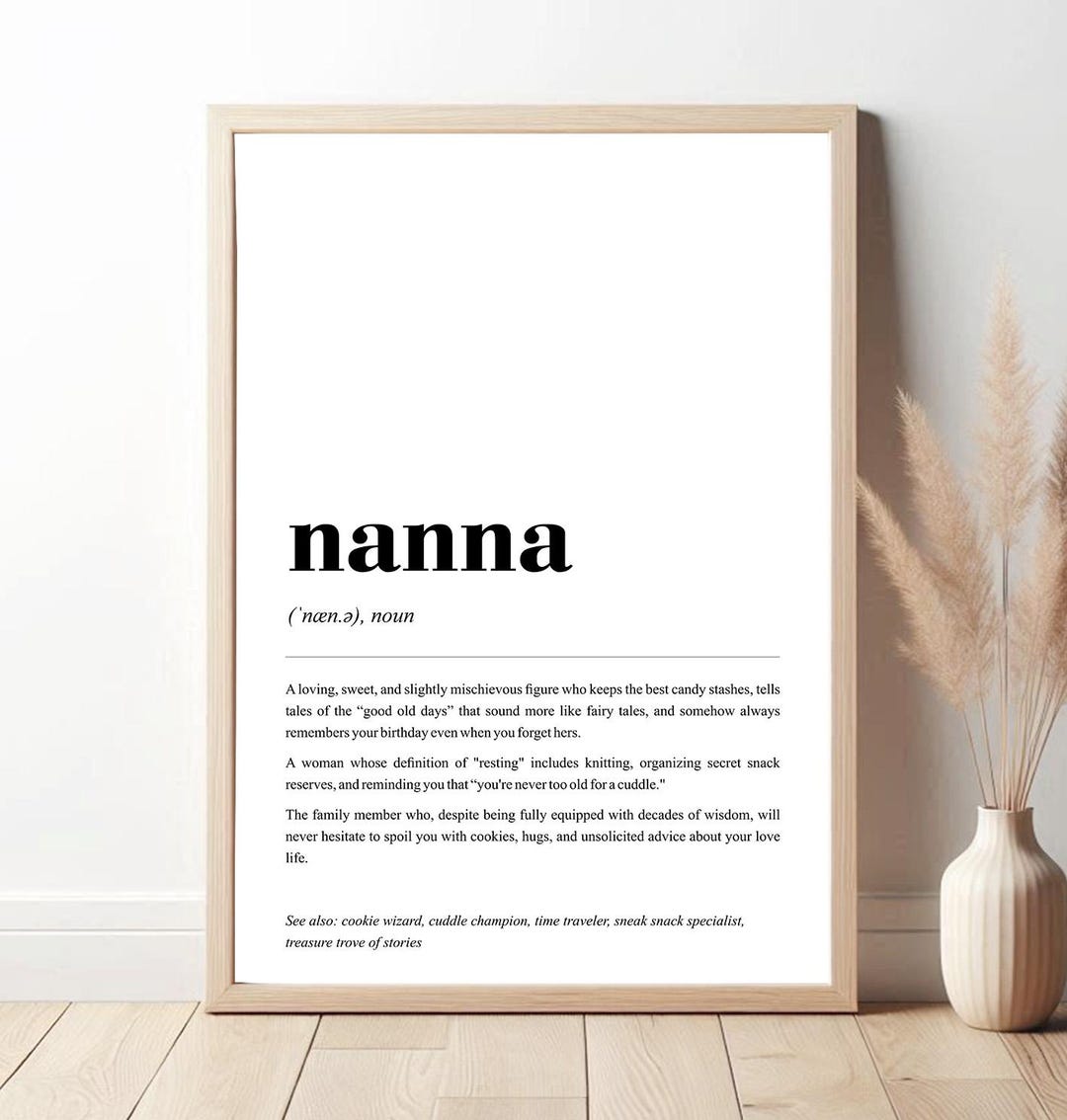 NANNA Definition Art Print – Impressions Artistique Pour Fête Des Mères