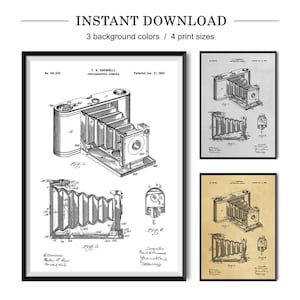 Vintage Kamera Patent Druck, Fotokamera Poster, Fotokamera Kunst