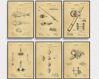 Fishing Equipment Patents Set – Fishing Poster & Lure Art Gift