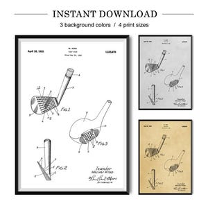 Vintage Golf Club Patent Print, Golf Wall Art, Golf Decor for Men