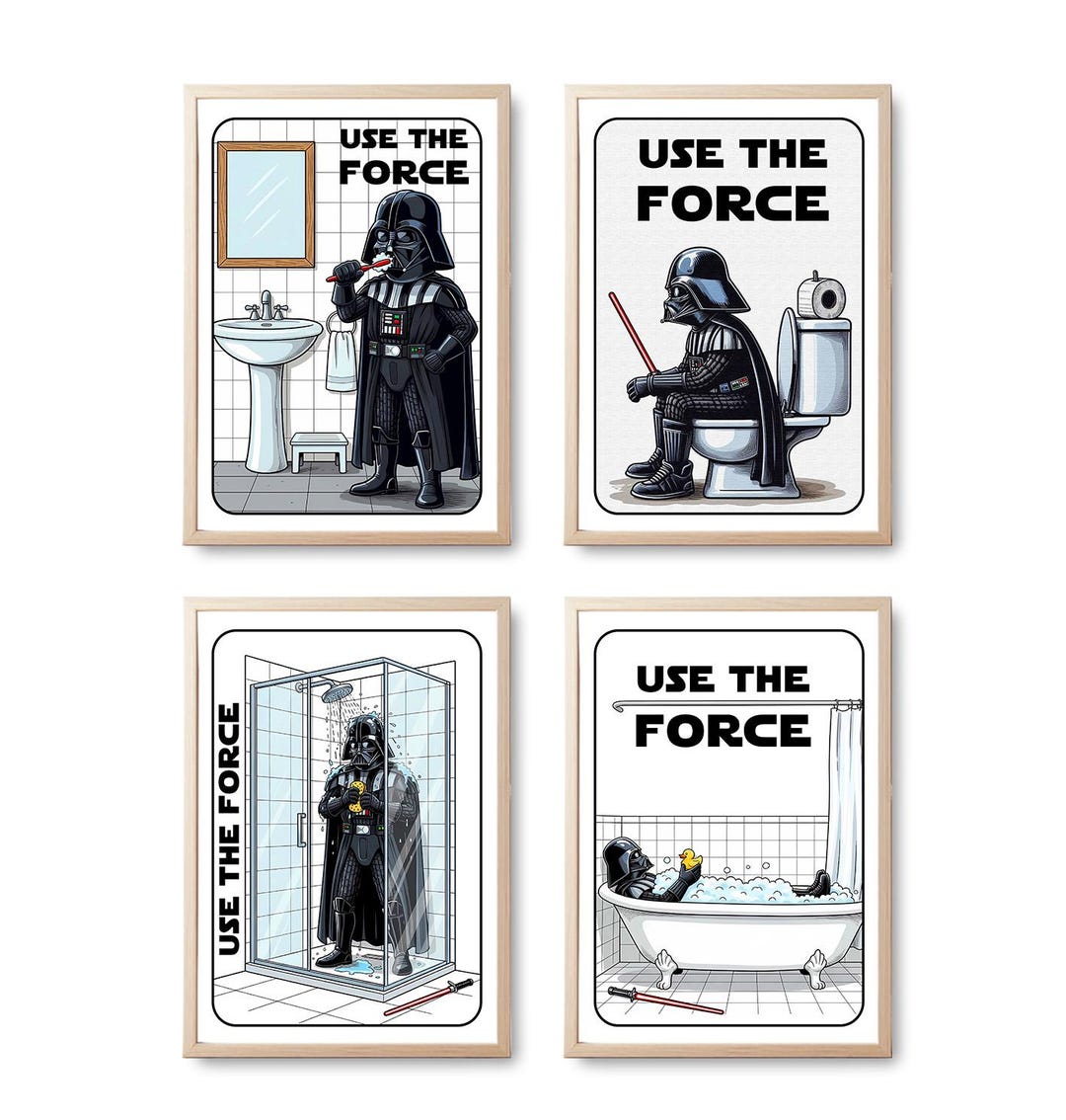 Using The Force Sign Use the Force Bathroom Sign | Funny Toilet Door Sign for Restroom | Set ...