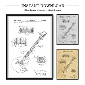 Electric Guitar Patent Print – Music Instrument Blueprint Art