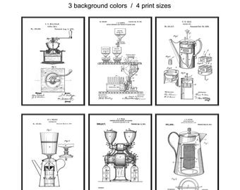 Coffee Patents Art Prints: Vintage Decor Set of 6 (Digital Download)