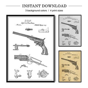 Vintage Revolver Patent Poster - Schusswaffe & Gewehr