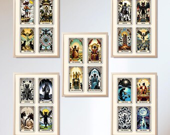 Divertidas láminas de cartas del Tarot del Gato Negro: Arte caprichoso (Descarga digital)