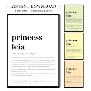 Princess Leia Definition Print – StarWars Wall Art, Geek Decor