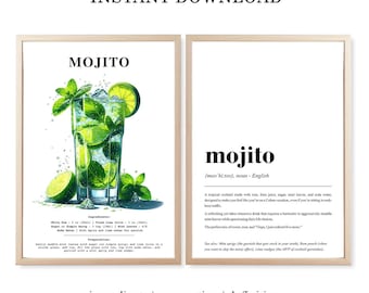 Print recept voor mojitococktail | Barmuurkunst | Mojito-definitie