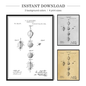Vintage Fishing Float Patent Print, Fishing Wall Art, Fishing Decor