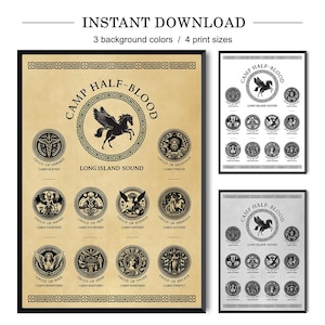 Camp Half-Blood Cabins 11-20 Logos Poster – Design griechische Mythologie