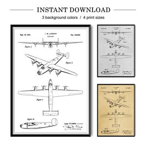 Vintage Airplane Patent Print, Aircraft Blueprint, Airplane Decor