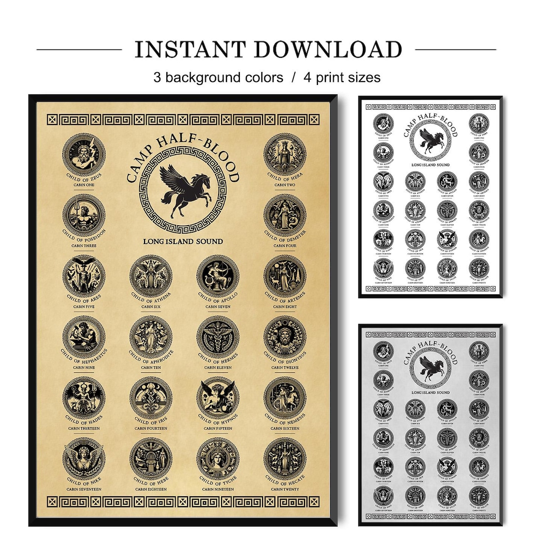 Camp Halfblood All Cabins Poster, Camp Half Bloods Merch, Camp