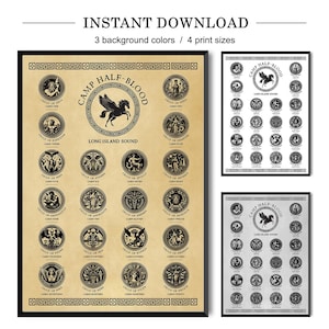Camp Half-Blood All Cabins Logos Poster – Greek Mythology Design