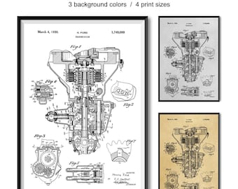 4 ヘンリー・フォードエンジン設計図 車のエンジン特許アート