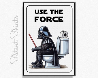 Use The Force, Use The Force Bathroom Sign, Bathroom Door Sign, Toilet Door Sign, Restroom Sign for Door, Funny Bathroom Signs, Print