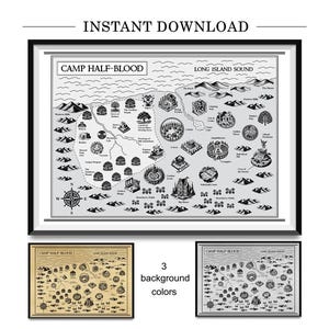 Camp HalfBlood Landkarte – Percy Jackson Fantasy Landkarte Digitaldruck