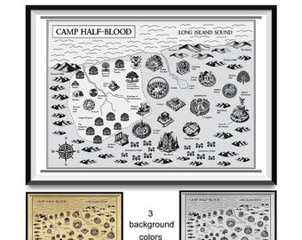 Mapa del Campamento Mestizo – Impresión digital del mapa de fantasía de Percy Jackson