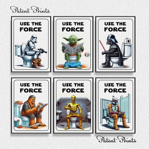 StarWars Bathroom Sign Set of 6 - Use The Force Funny Restroom Door Sign