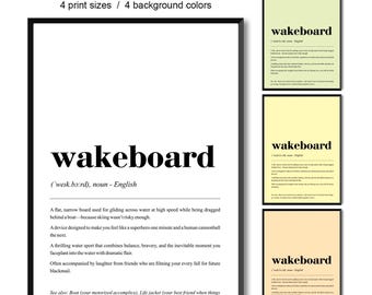 Wakeboard Definition Print | Sport Wall Art | Wakeboard Gift