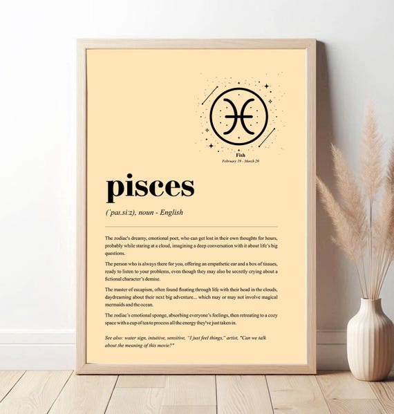Pisces Definition Print | Zodiac Decor | Birthday Gift | Zodiac