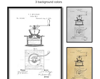 Vintage Coffee Mill Patent Print, Coffee Lover Art (Digital Download)