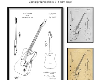 エレキギターの特許ポスター – 楽器の設計図アート - Etsy 日本