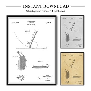 Vintage Golf Club Patent Print, Golf Wall Art, Golf Decor for Men