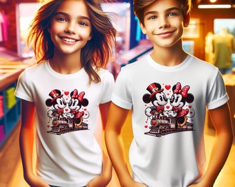 Mickey und Minnie Kinder Shirt, Mickey und Minnie Valentine Shirt, Mickey und Minnie Paar Shirt, Valentinstag Shirt, Mickey Mouse Shirt