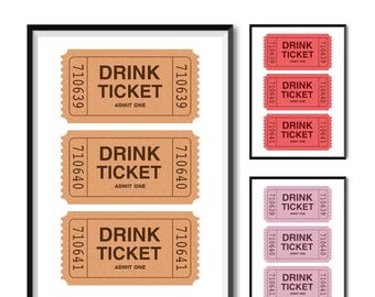 Drink Ticket Print - Trendy Bar Cart Decor | Digital Wall Art