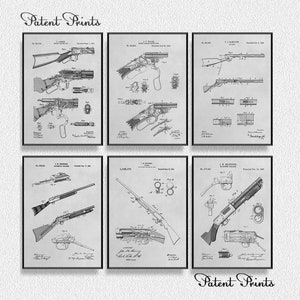Set von Vintage-Gewehr Patenten, Schusswaffen Dekor & Geschenken