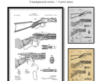 Gewehr und Revolver Patent Poster - Schusswaffe Wandkunst Set