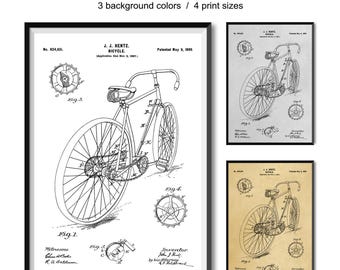 Bicycle Patent Art Print 1899, Vintage Cycling Wall Decor, Antique Bike Blueprint, Gift for Cyclist