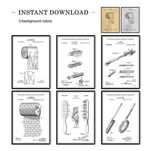 Set of 6 Vintage Bathroom Patents | Toilet Paper Patents | Digital Download