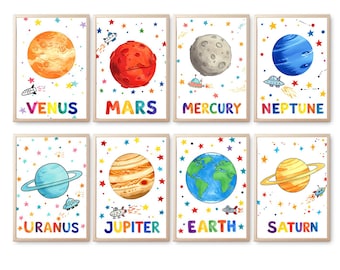 Sonnensystem Poster 8er Set | Space Kinderzimmer Wall Art Printable
