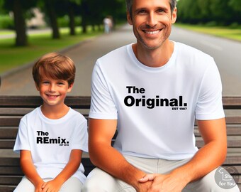 Das Original und die Remix-Shirts, Papa und ich Shirts, Vatertags-Shirt, Vater und Sohn Matching-Shirts, Vater-Sohn-Shirts, personalisiertes Geschenk