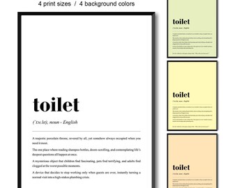 Toilet Definition Print | Bathroom Decor | Printable Wall Art