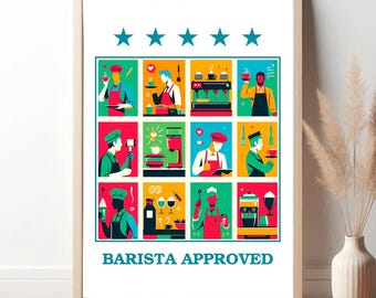 Caffeine Chic: Coffee Lover's Digital Print for Kitchen Decor