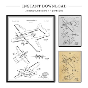 Vintage Airplane Patent Print, Aircraft Blueprint, Airplane Decor