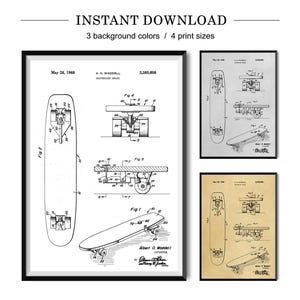 Skateboard Patent Poster – Skateboard Wall Art & Gift Idea