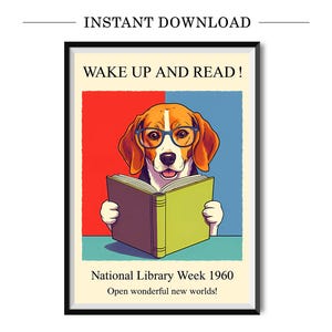 Wach auf und lies! | Hunde Poster | Woche der Nationalbibliothek 1960